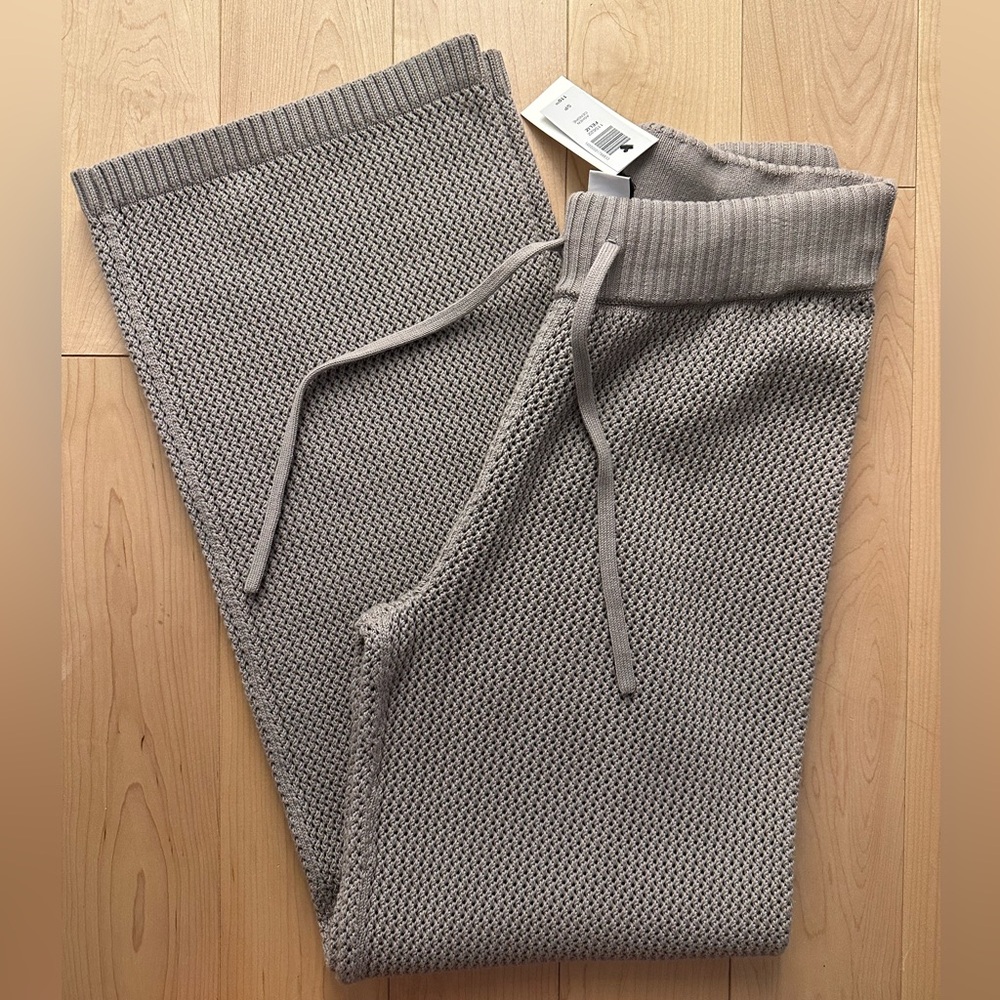 BNWT- TNA Feliz Mid-rise Wide-leg Knit Organic Cotton Pants Colour Ashen Retreat